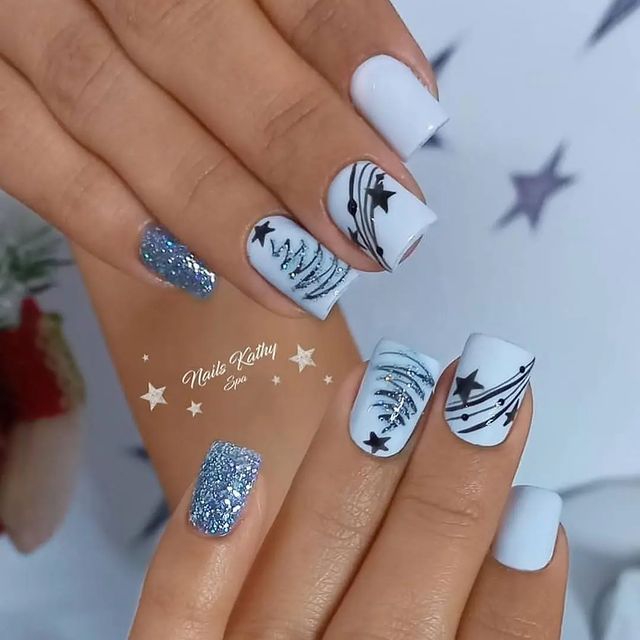 White & Silver Nails