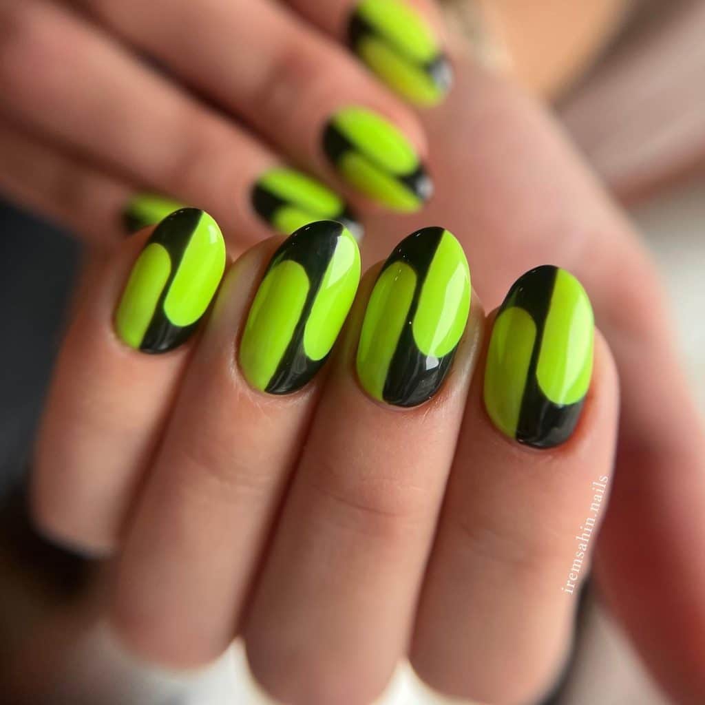 Green & Black Nails