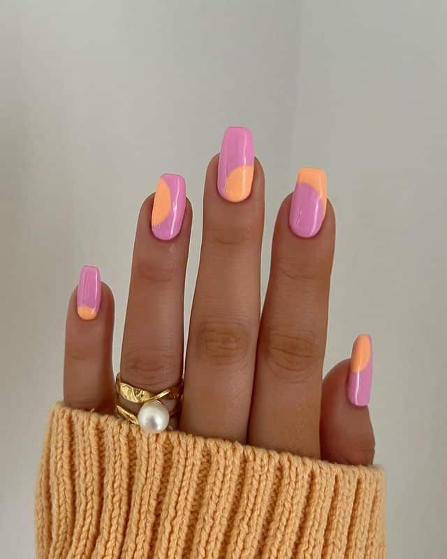 Pink & Yellow Nails
