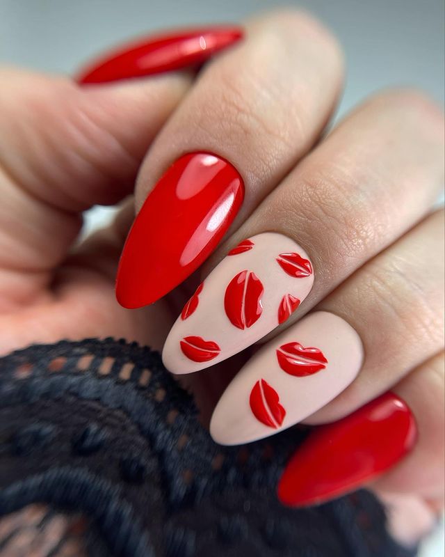Red Lips Nails
