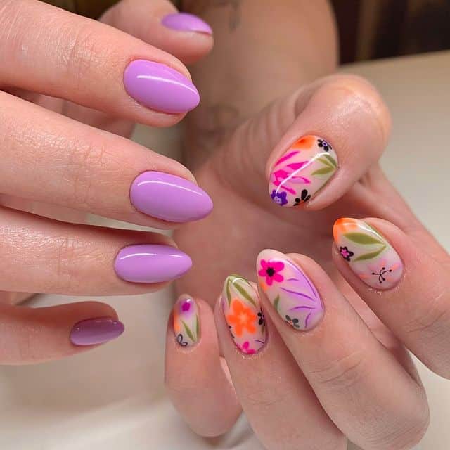 Funky Bright Floral Nails