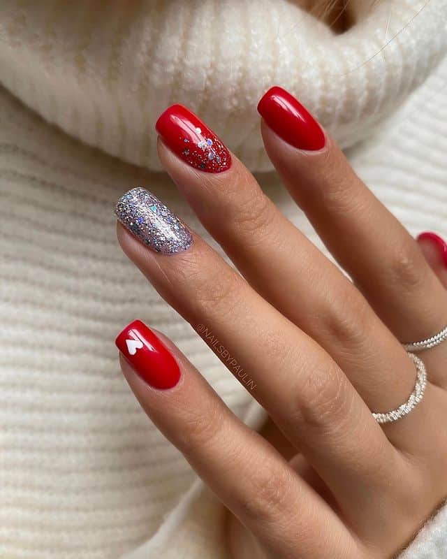 Red & Silver Nails