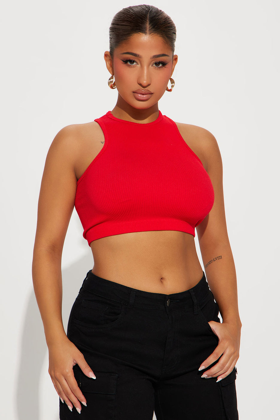 Staci Seamless Cropped Top - Red